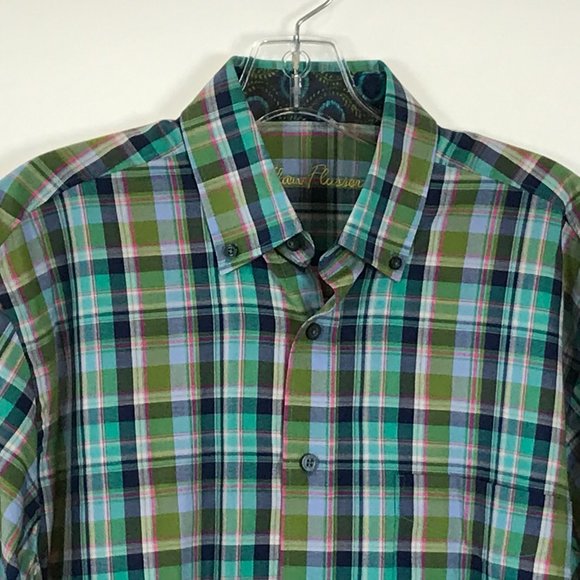 Mens Size Small Alan Flusser Plaid Stripe Shirt - Picture 2 of 3